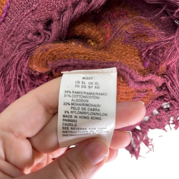 Nipon Studio Women's Vintage Sweater Embroidered Fringe Wool Cotton Red XL - Picture 13 of 16